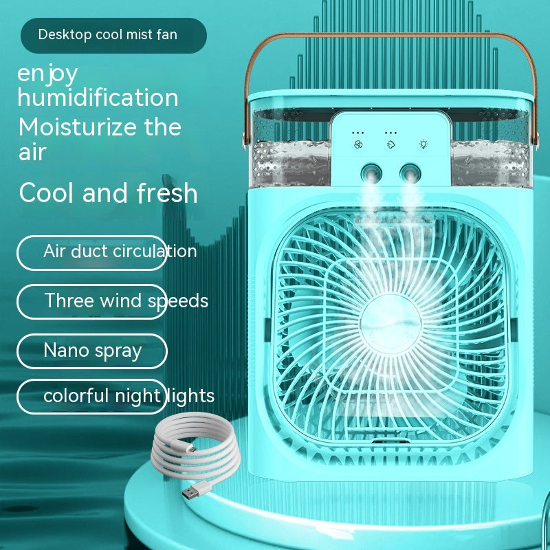 New Charging Version 3 In 1 Air Humidifier Cooling Fan LED Night Light Water Mist Humidification Fan Spray Electric Fan