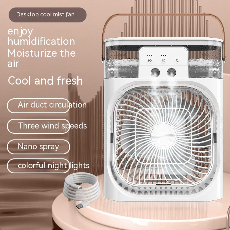 New Charging Version 3 In 1 Air Humidifier Cooling Fan LED Night Light Water Mist Humidification Fan Spray Electric Fan
